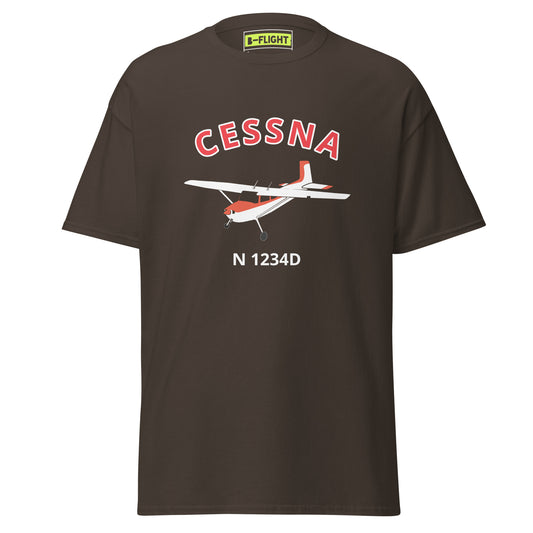 CESSNA 180  White with red trim CUSTOM N Number classic fit cotton aviation tee - Minimum order 3