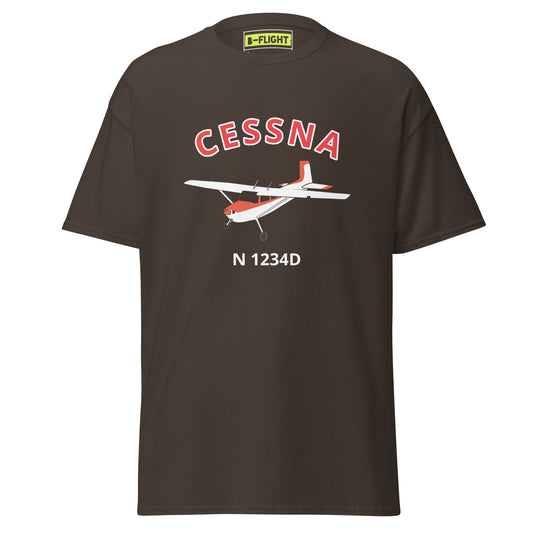 CESSNA 180  White with red trim CUSTOM N Number classic fit cotton aviation tee