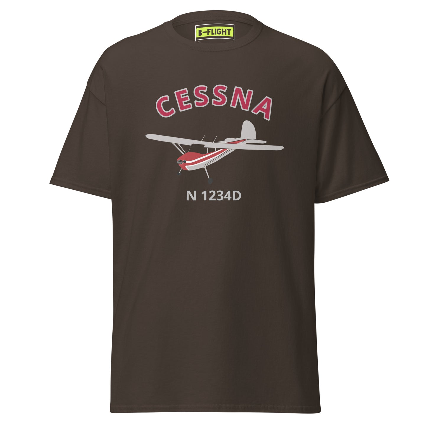 Cessna 140 CUSTOM N Number Polished with  Red Fuselage Men's classic Tee