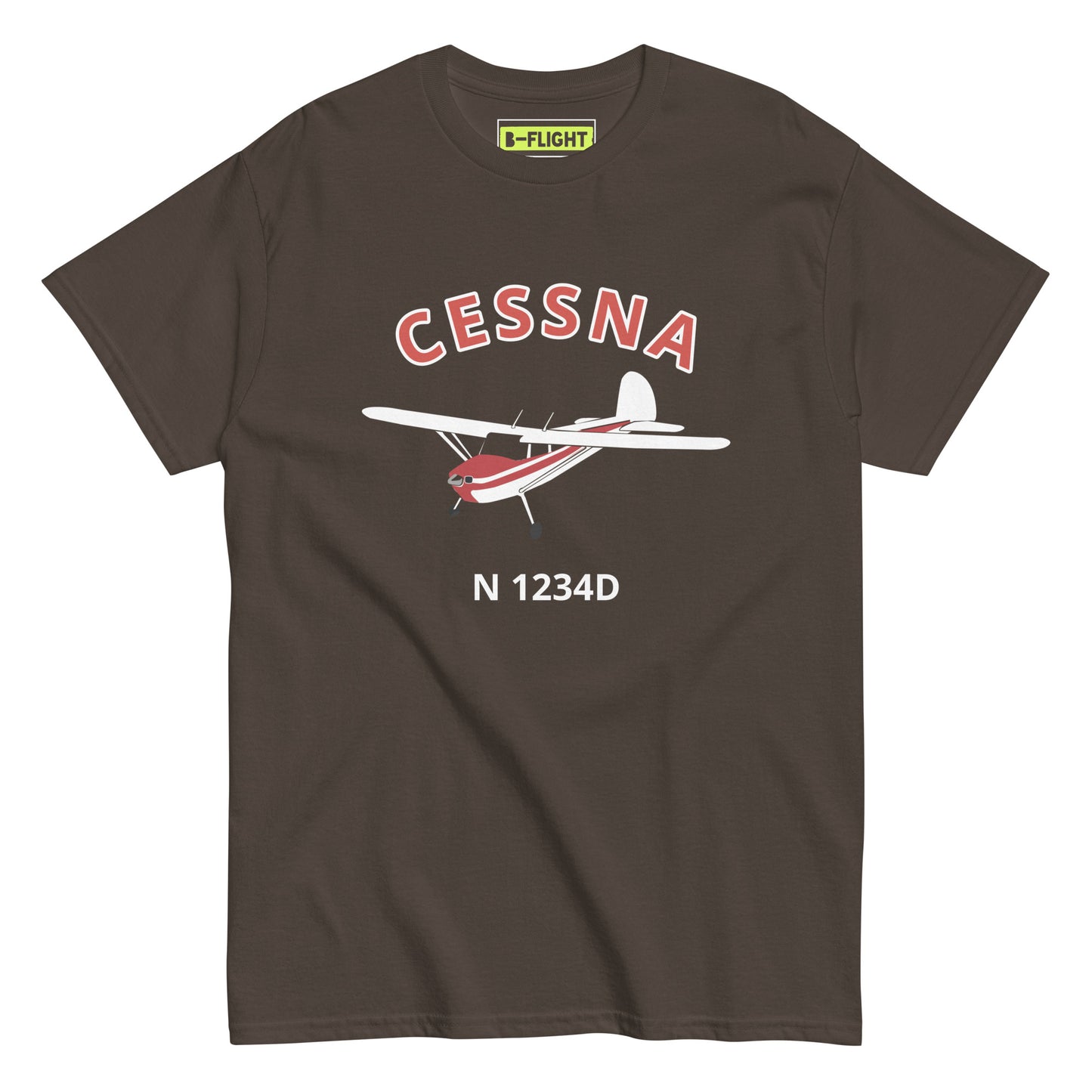 CESSNA 140 white red aircraft CUSTOM N Number Classic fit Men's aviation tee