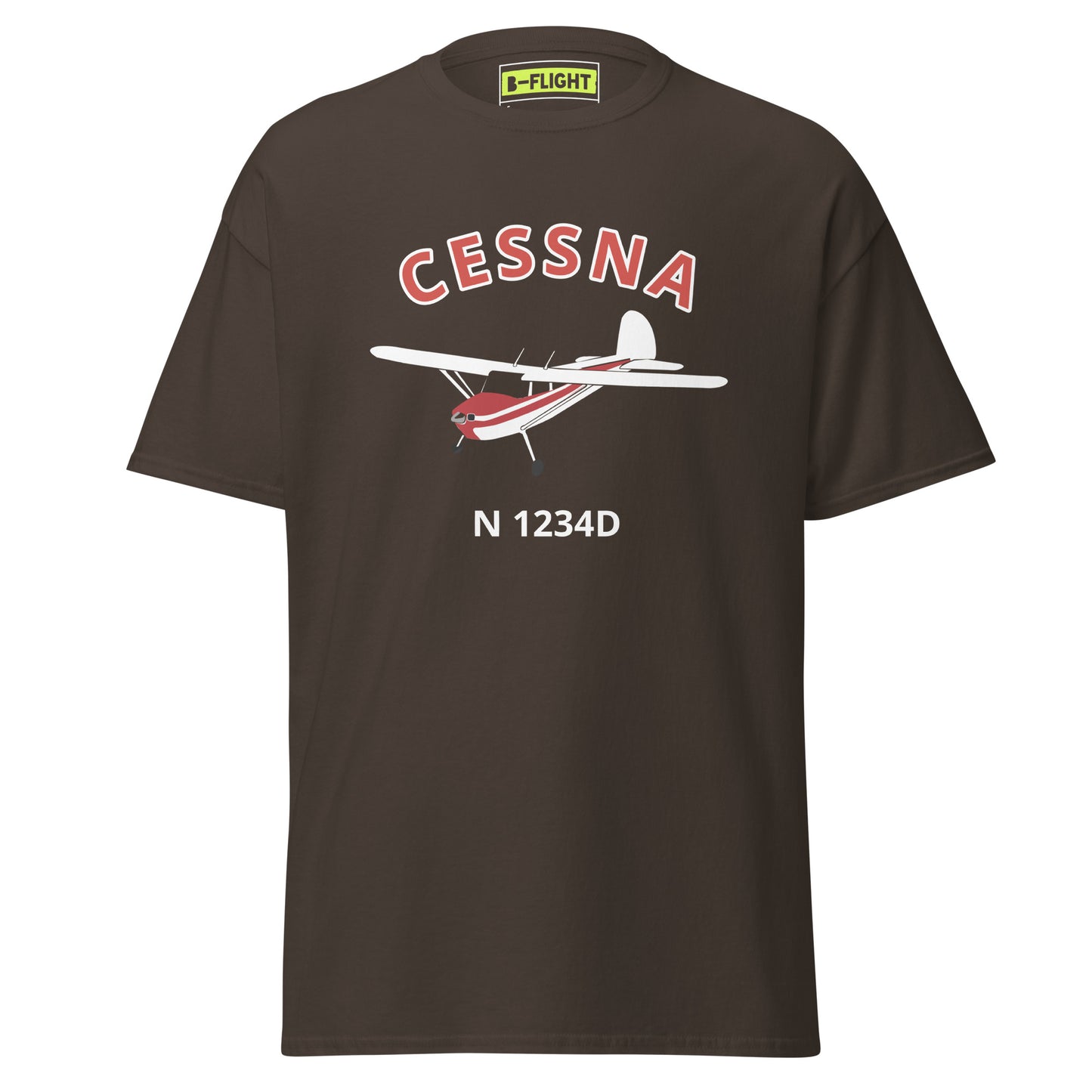 CESSNA 140 white red aircraft CUSTOM N Number Classic fit Men's aviation tee