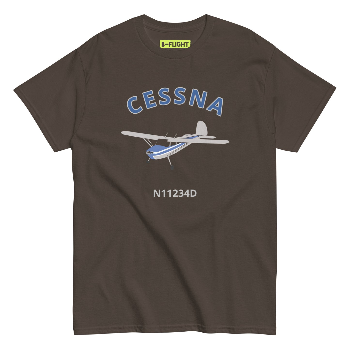 CESSNA 140 polished grey - blue aircraft CUSTOM N Number Classic fit Men's aviation tee