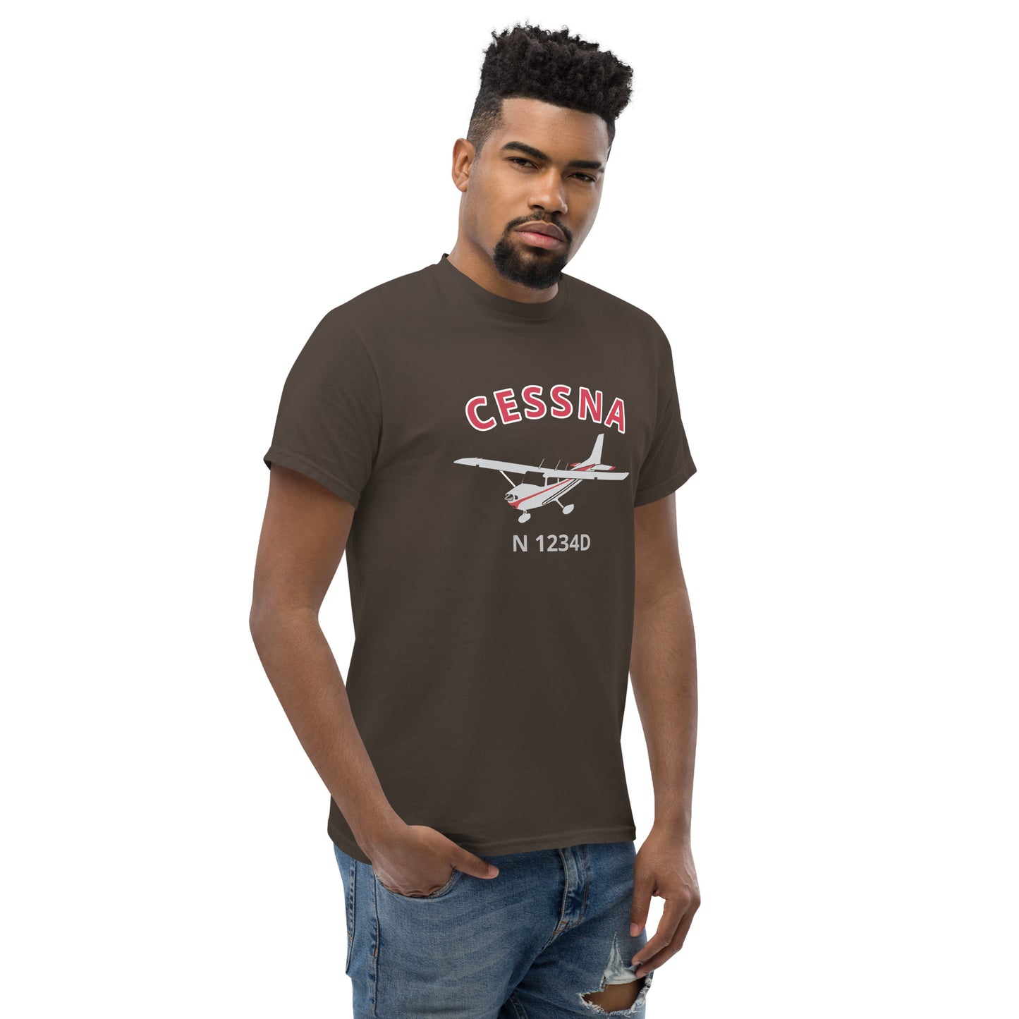 CESSNA 172  Red Trim  CUSTOM N Number Aviation  Unisex Men's classic tee