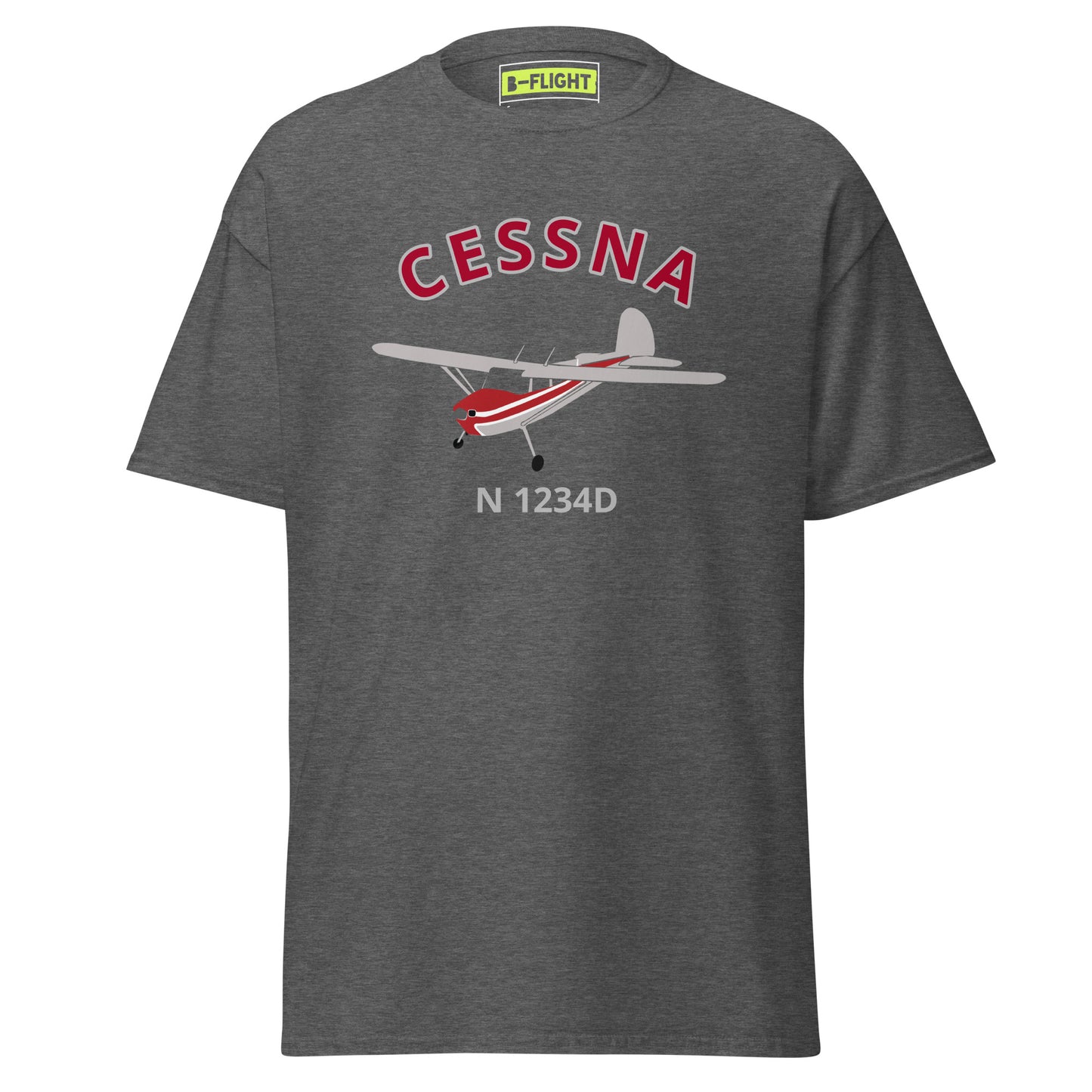 Cessna 140 CUSTOM N Number Polished with  Red Fuselage Men's classic Tee