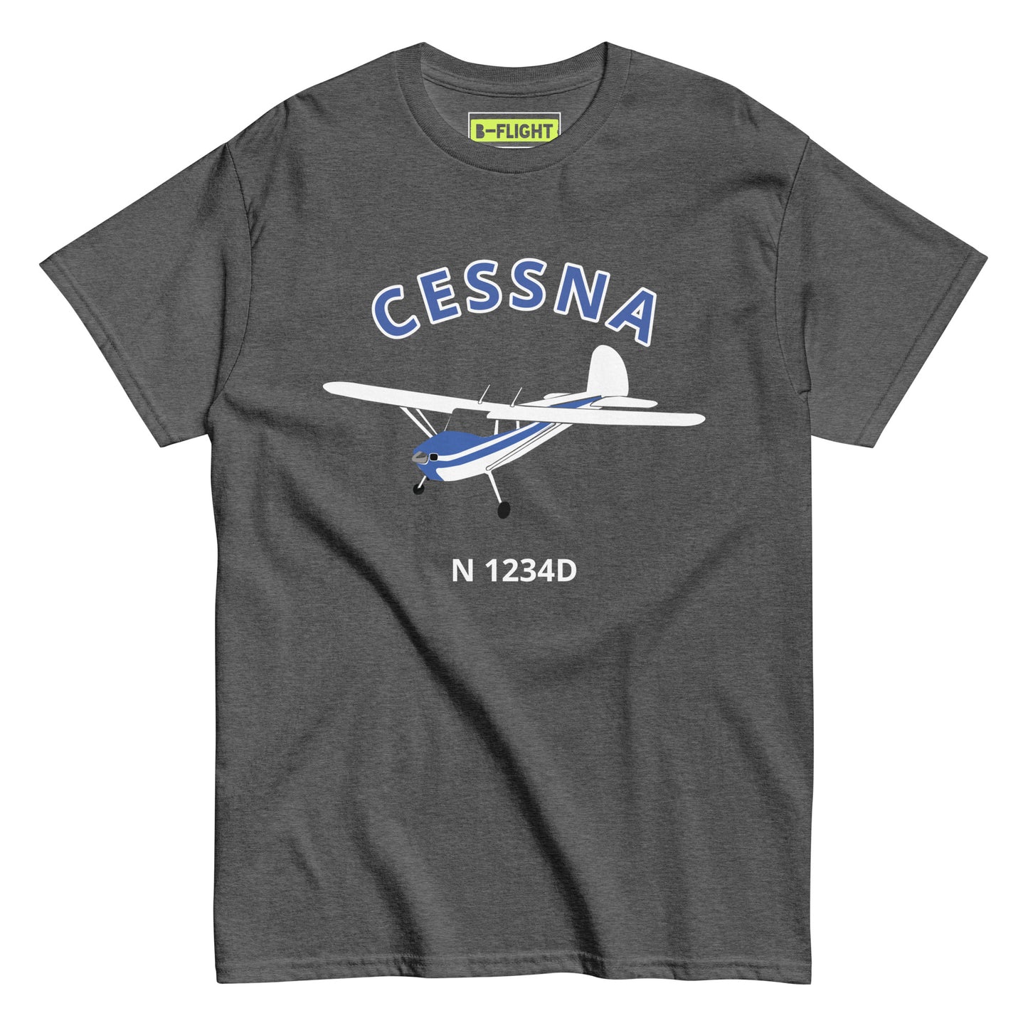 CESSNA 140 white blue aircraft CUSTOM N Number Classic fit Men's aviation tee