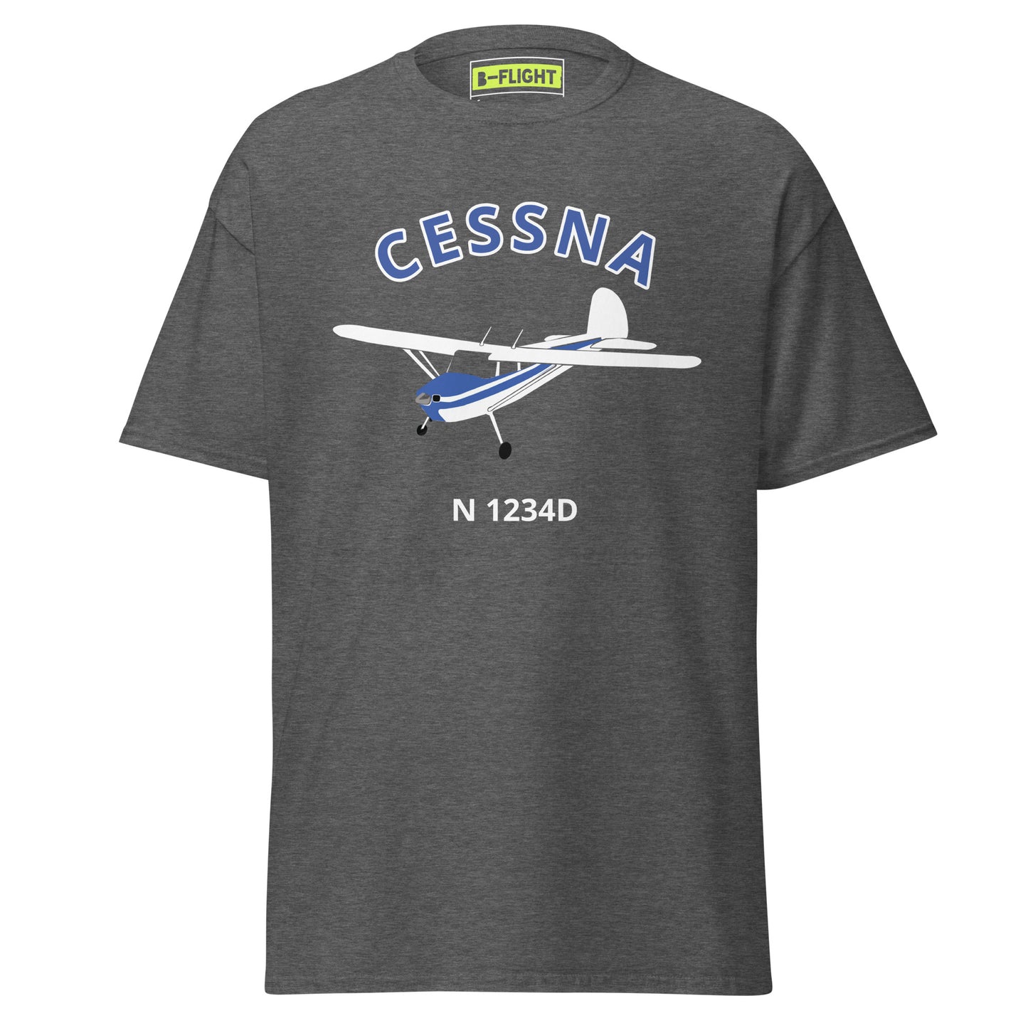 CESSNA 140 white blue aircraft CUSTOM N Number Classic fit Men's aviation tee