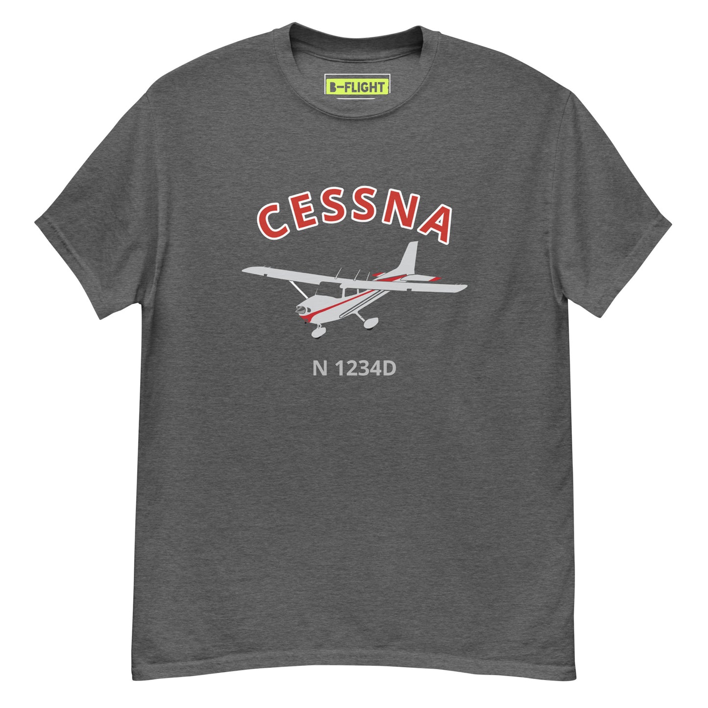 CESSNA 172 Skyhawk Polished grey- red CUSTOM N Number Men's classic fit aviation tee