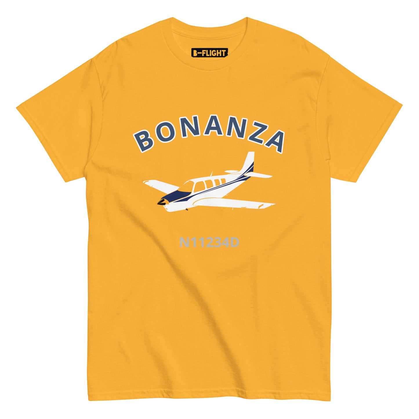 BONANZA A36  Blue paint CUSTOM N NUMBER Graphic Short-Sleeve Unisex classic fit aviation T-Shirt