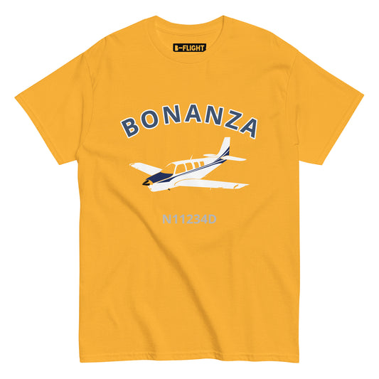 BONANZA A36  Blue paint CUSTOM N NUMBER Graphic Short-Sleeve Unisex classic fit aviation T-Shirt - Minimum order 3