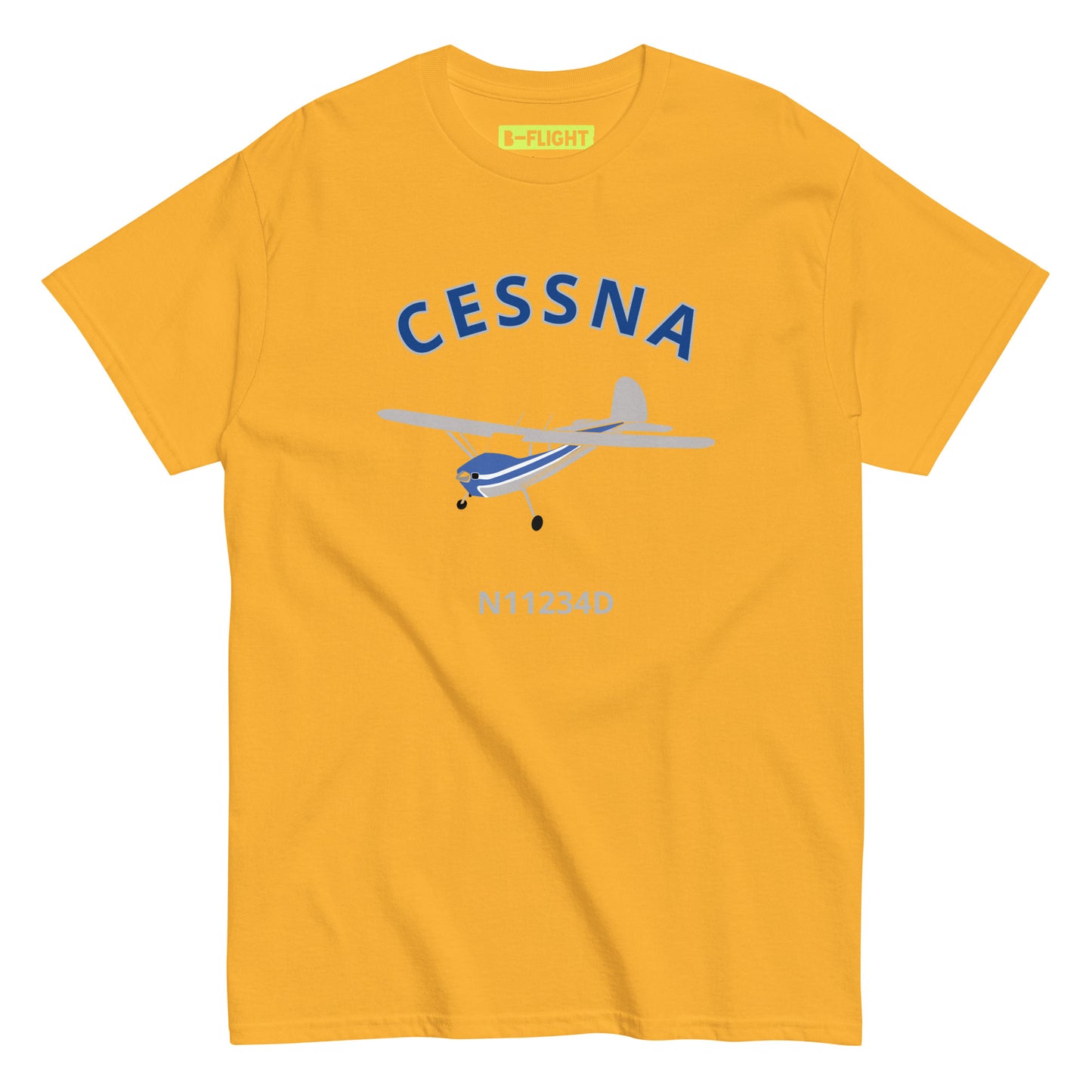 CESSNA 140 polished grey - blue aircraft CUSTOM N Number Classic fit Men's aviation tee