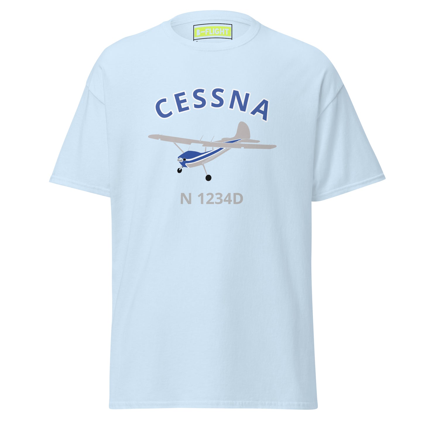 CESSNA 170 polished fuselage with blue trim CUSTOM N Number  classic cotton aviation tee