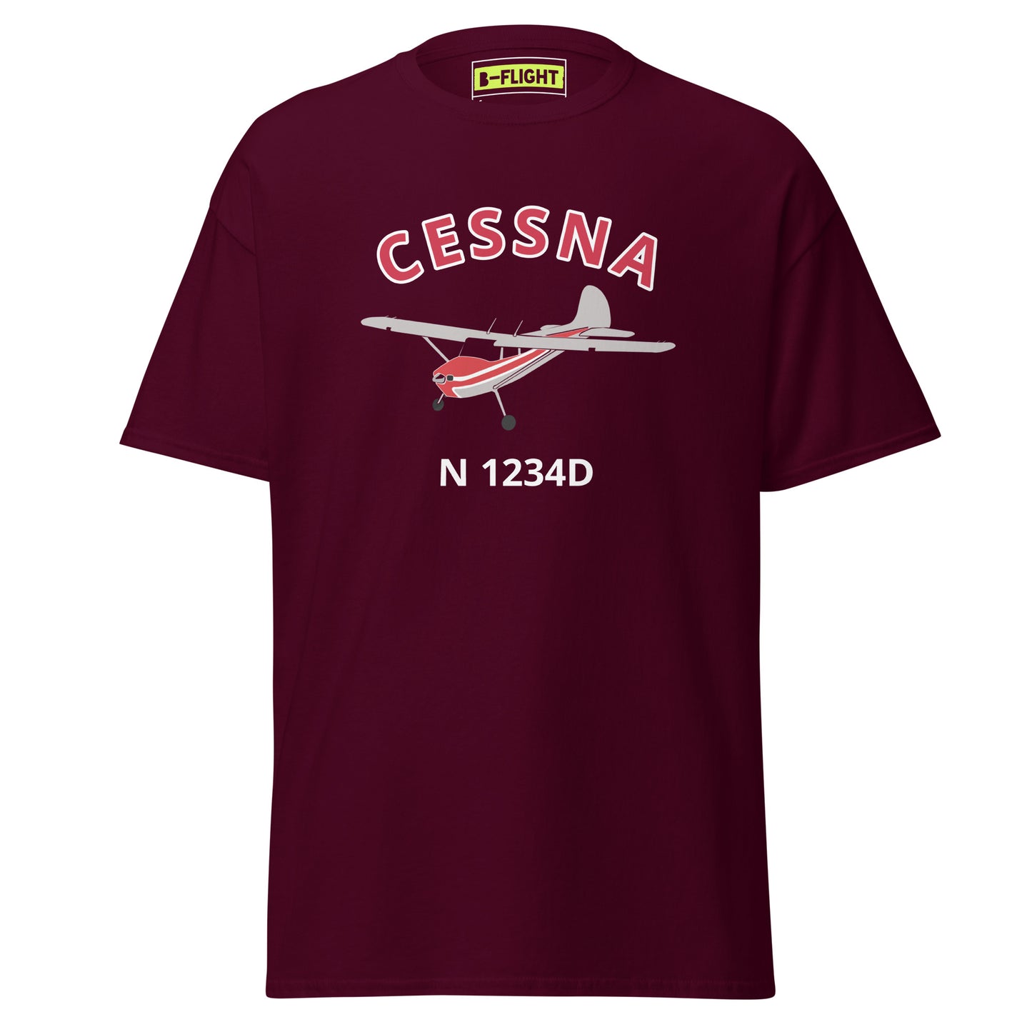 CESSNA 170 Polished with Red Trim CUSTOM N Number Classic Fit Cotton aviation tee