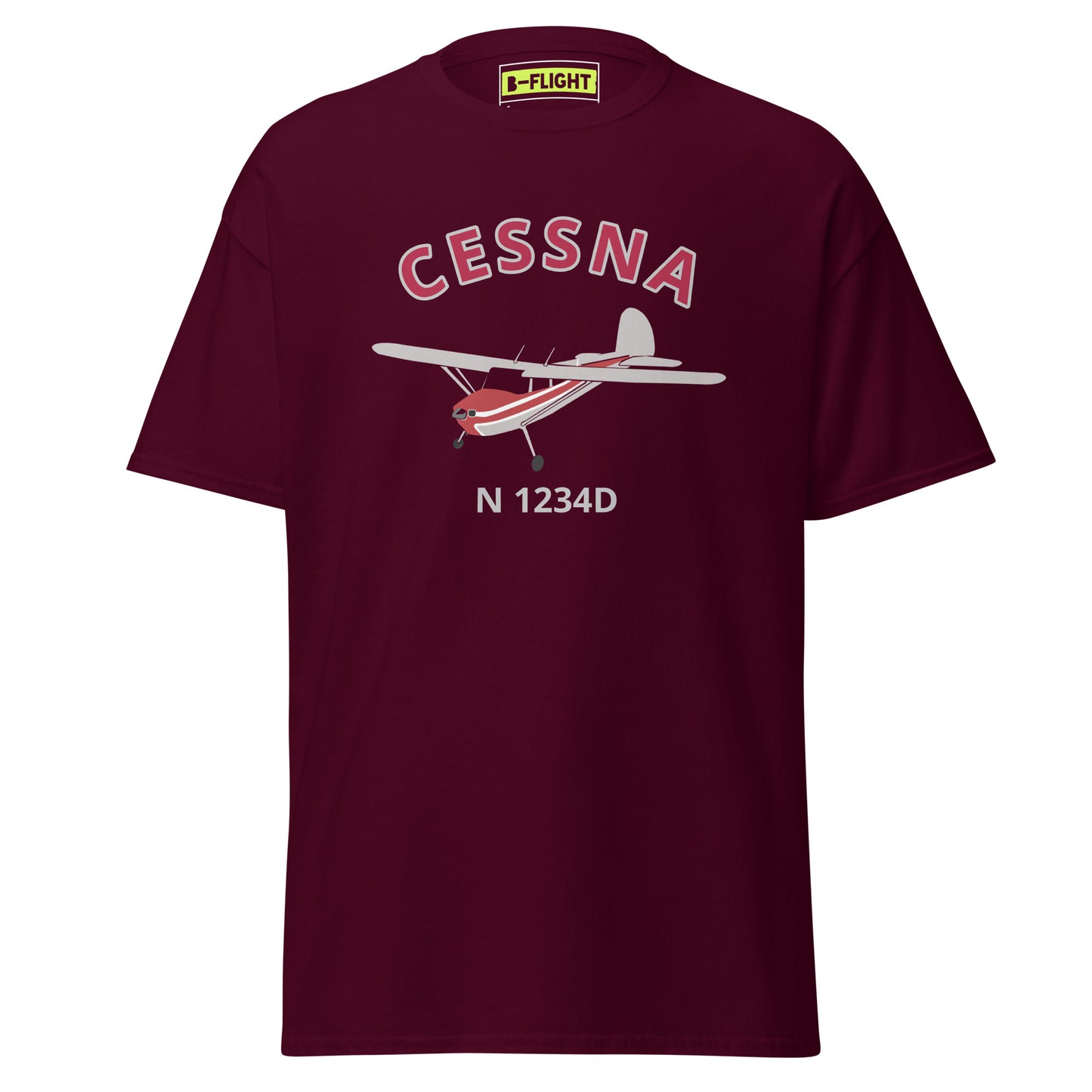 Cessna 140 CUSTOM N Number Polished with  Red Fuselage Men's classic Tee