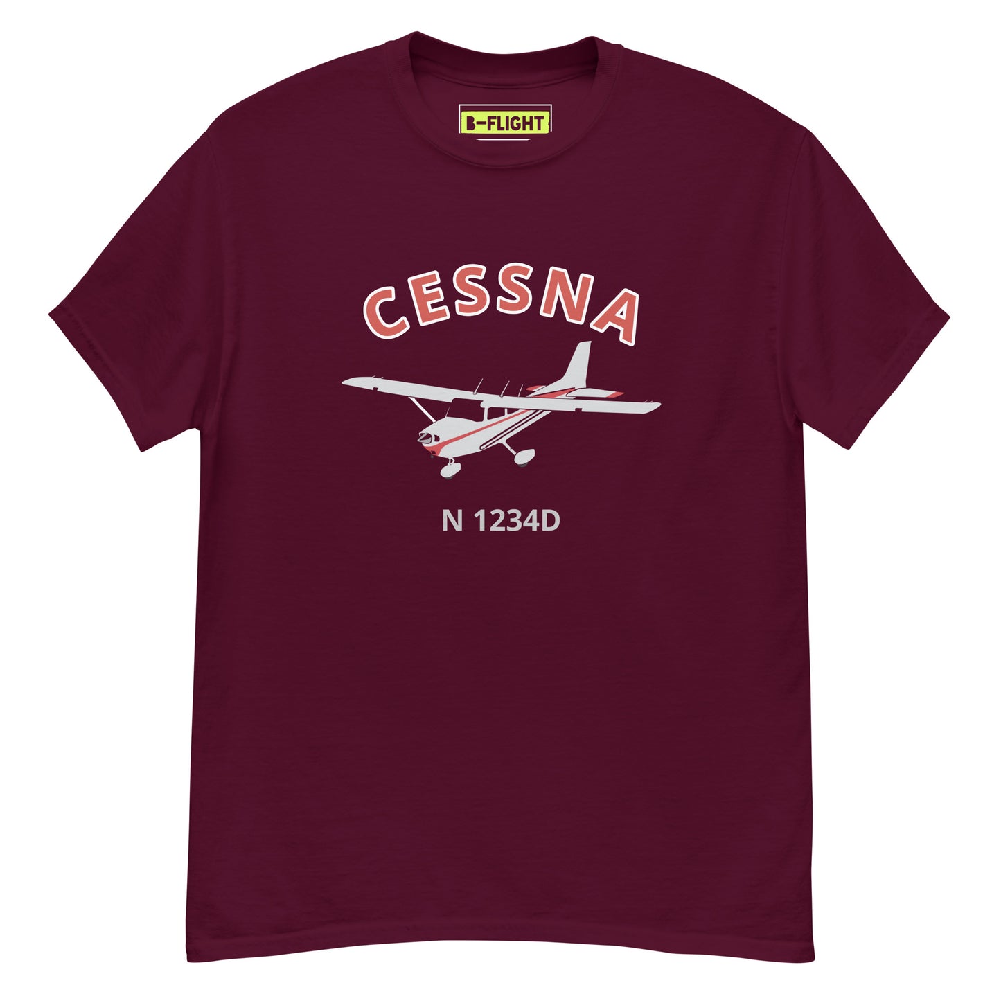 CESSNA 172 Skyhawk Polished grey- red CUSTOM N Number Men's classic fit aviation tee