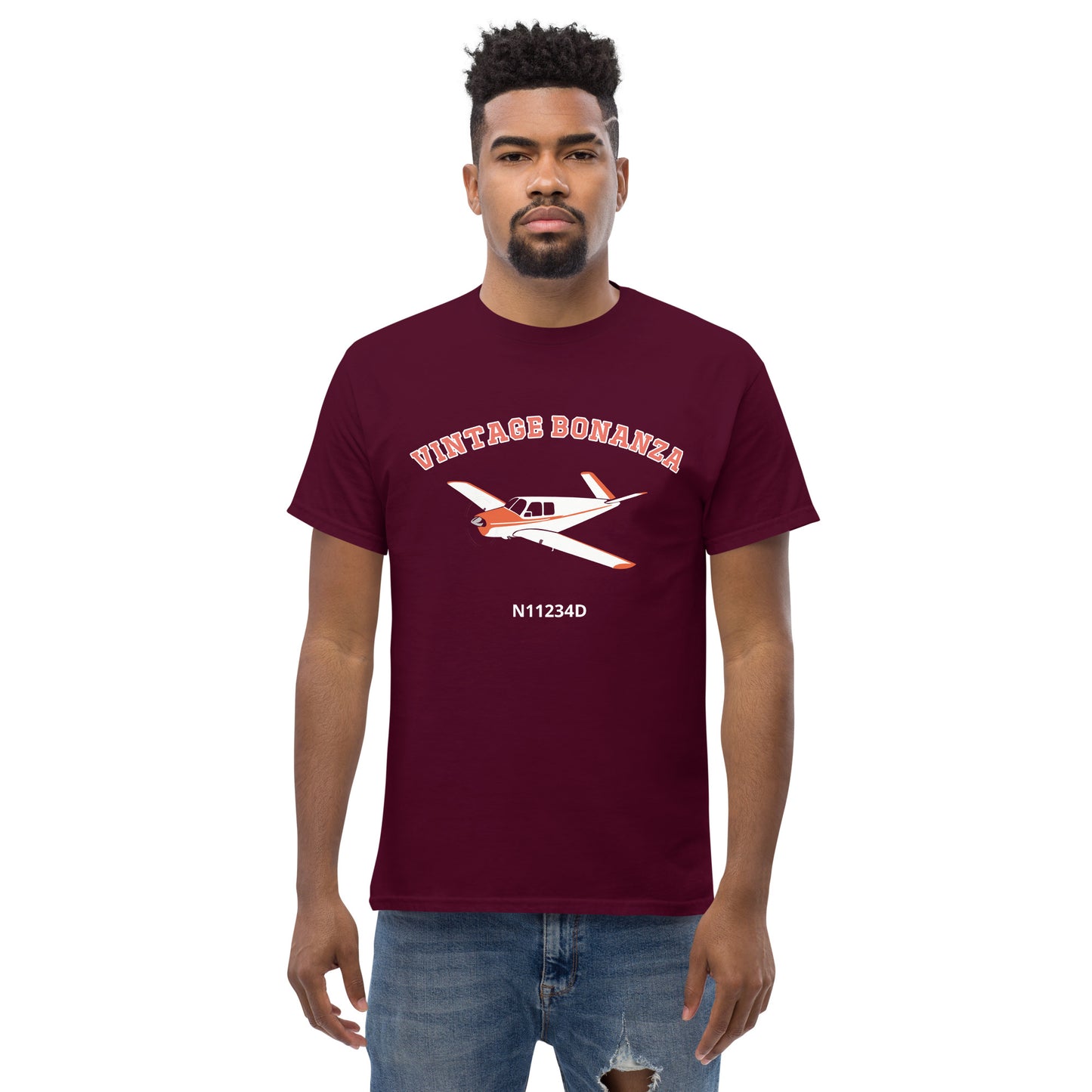 V-TAIL BONANZA  polished spinner CUSTOM N Number Men's classic cotton tee