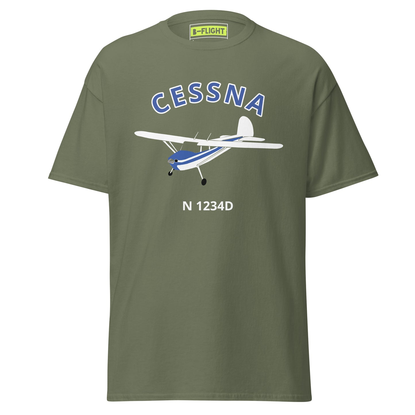 CESSNA 140 white blue aircraft CUSTOM N Number Classic fit Men's aviation tee