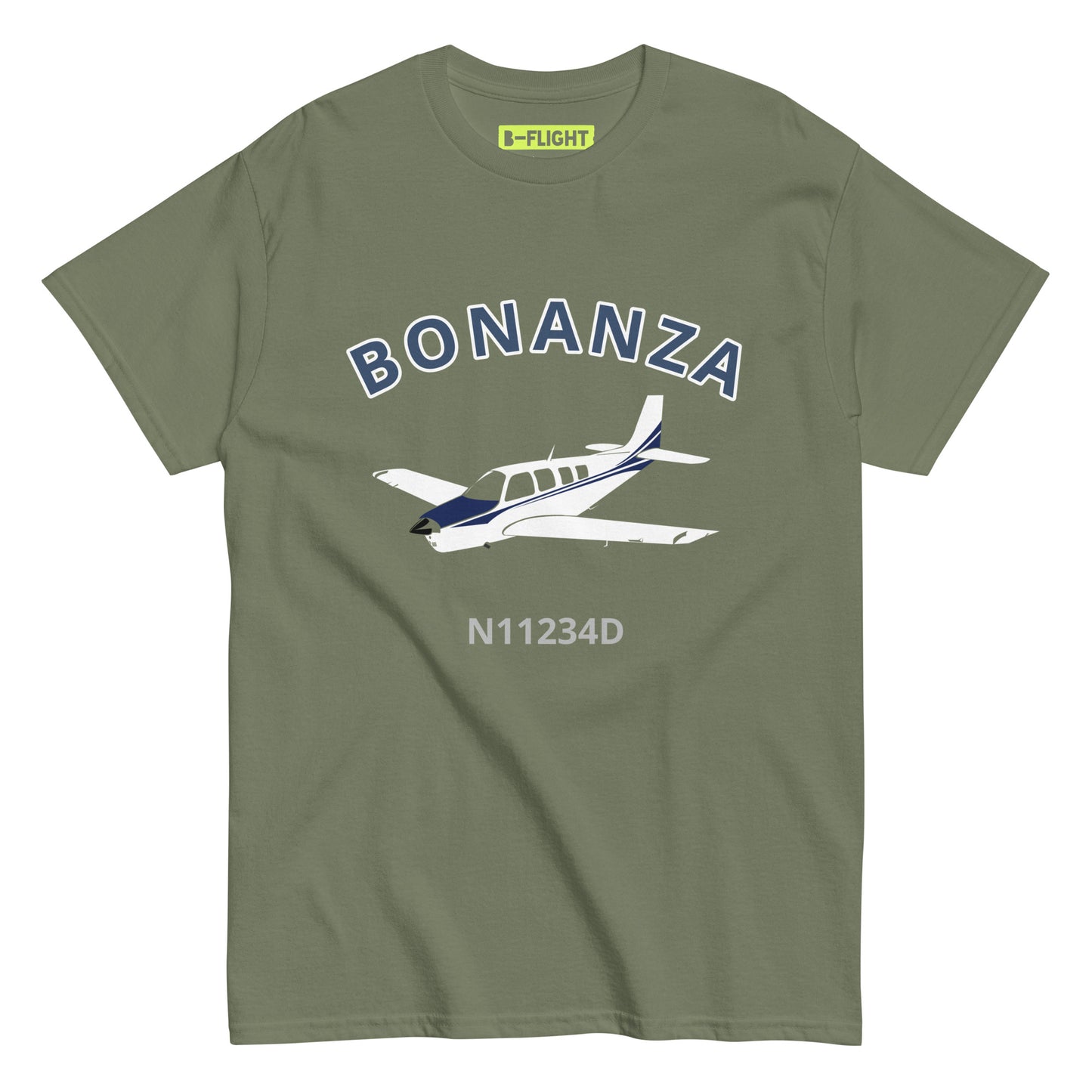 BONANZA A36  Blue paint CUSTOM N NUMBER Graphic Short-Sleeve Unisex classic fit aviation T-Shirt