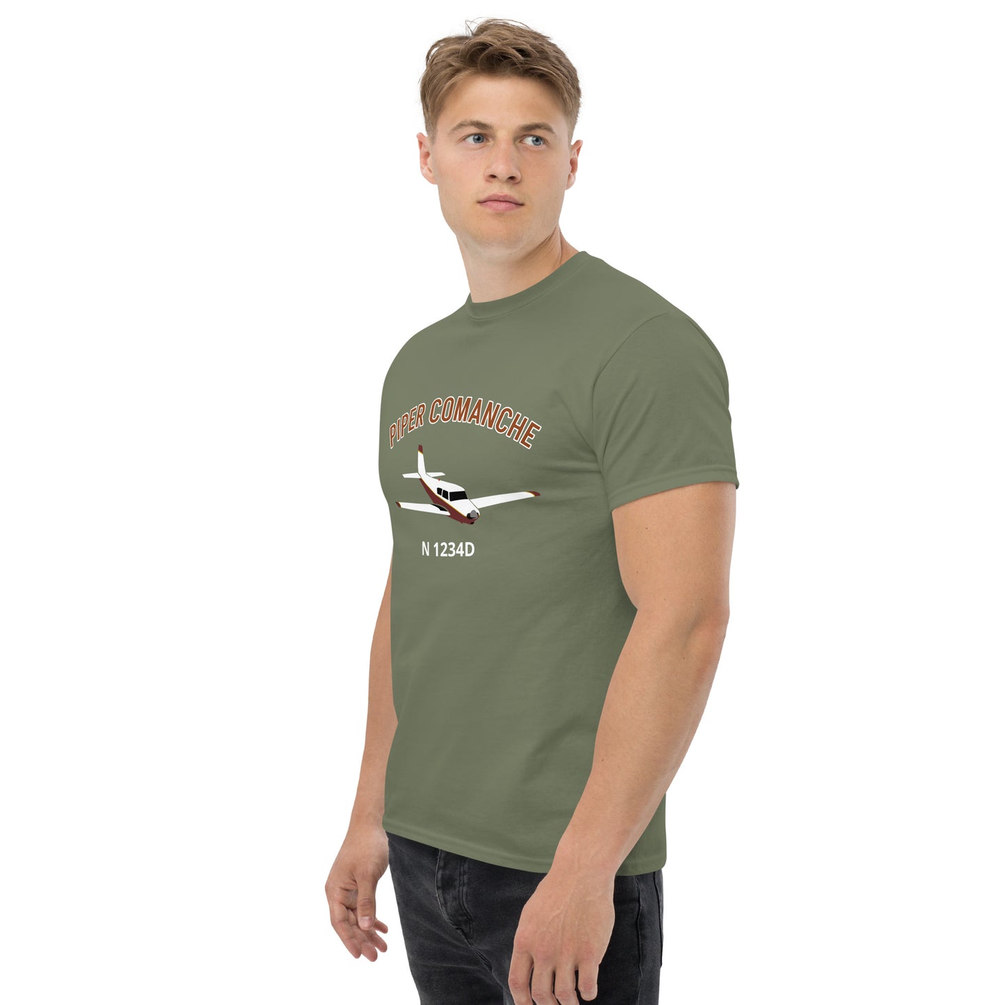 PIPER COMANCHE - CUSTOM N Number - graphic print aviation Men's tee classic fit tee - Minimum order 3