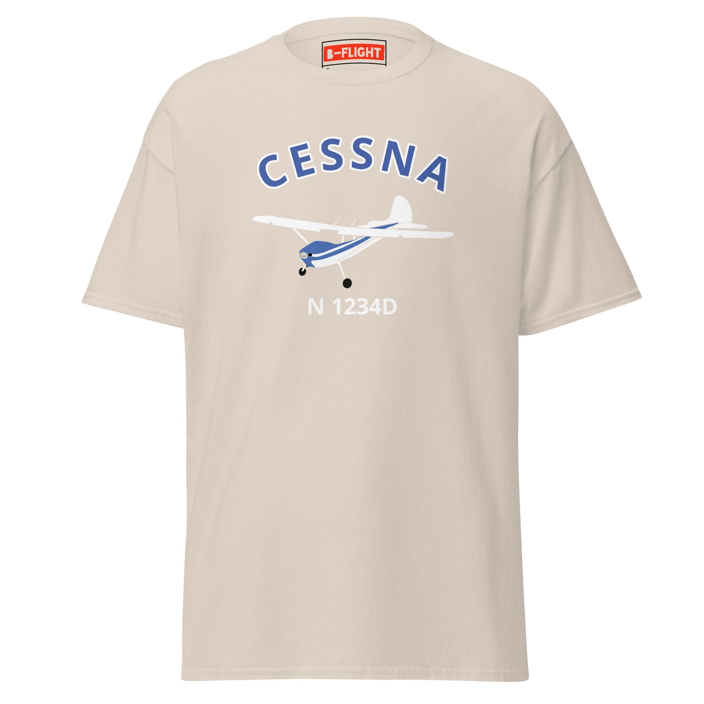 CESSNA 170 White-Blue aircraft CUSTOM N Number  Classic Cotton aviation Tee