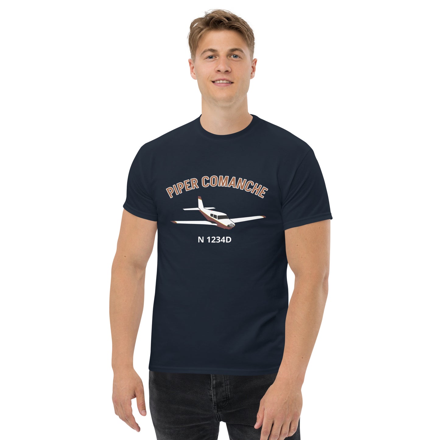 PIPER COMANCHE - CUSTOM N Number - graphic print aviation Men's tee classic fit tee - Minimum order 3