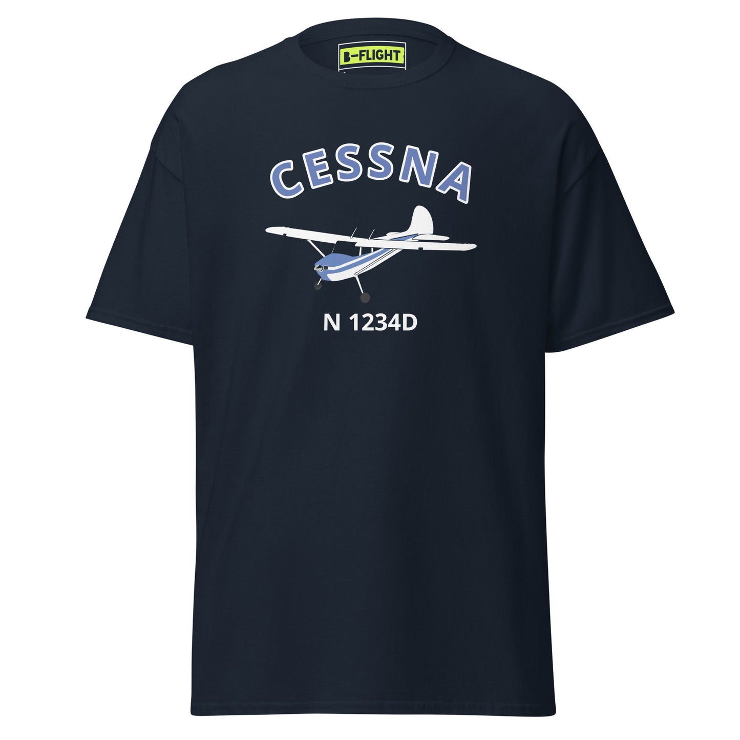 CESSNA 170 White-Blue aircraft CUSTOM N Number  Classic Cotton aviation Tee