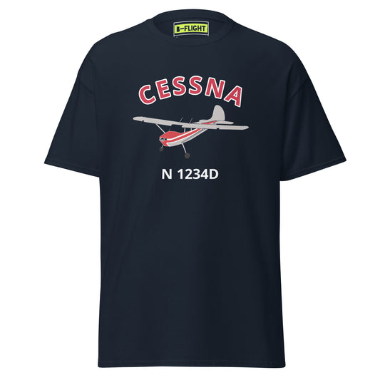 CESSNA 170 Polished with Red Trim CUSTOM N Number Classic Fit Cotton aviation tee - Minimum order 3