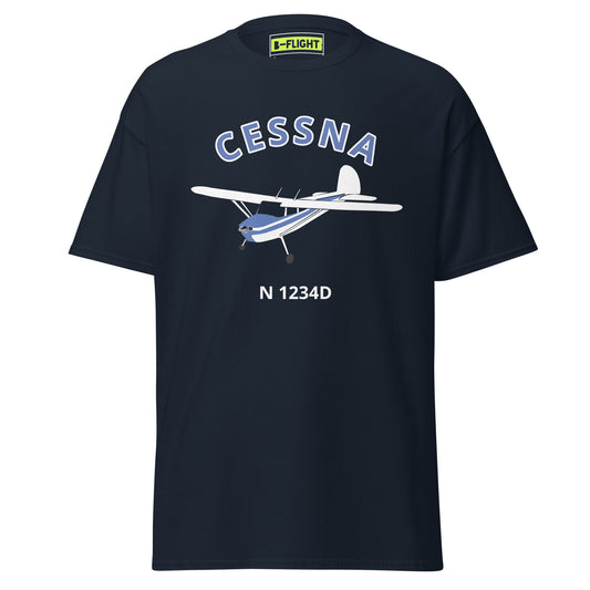 CESSNA 140 white blue aircraft CUSTOM N Number Classic fit Men's aviation tee - Minimum order 3