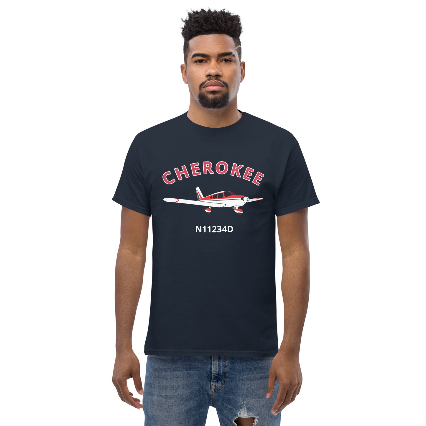 CHEROKEE CUSTOM N NUMBER printed Short-Sleeve classic fit aviation T-Shirt