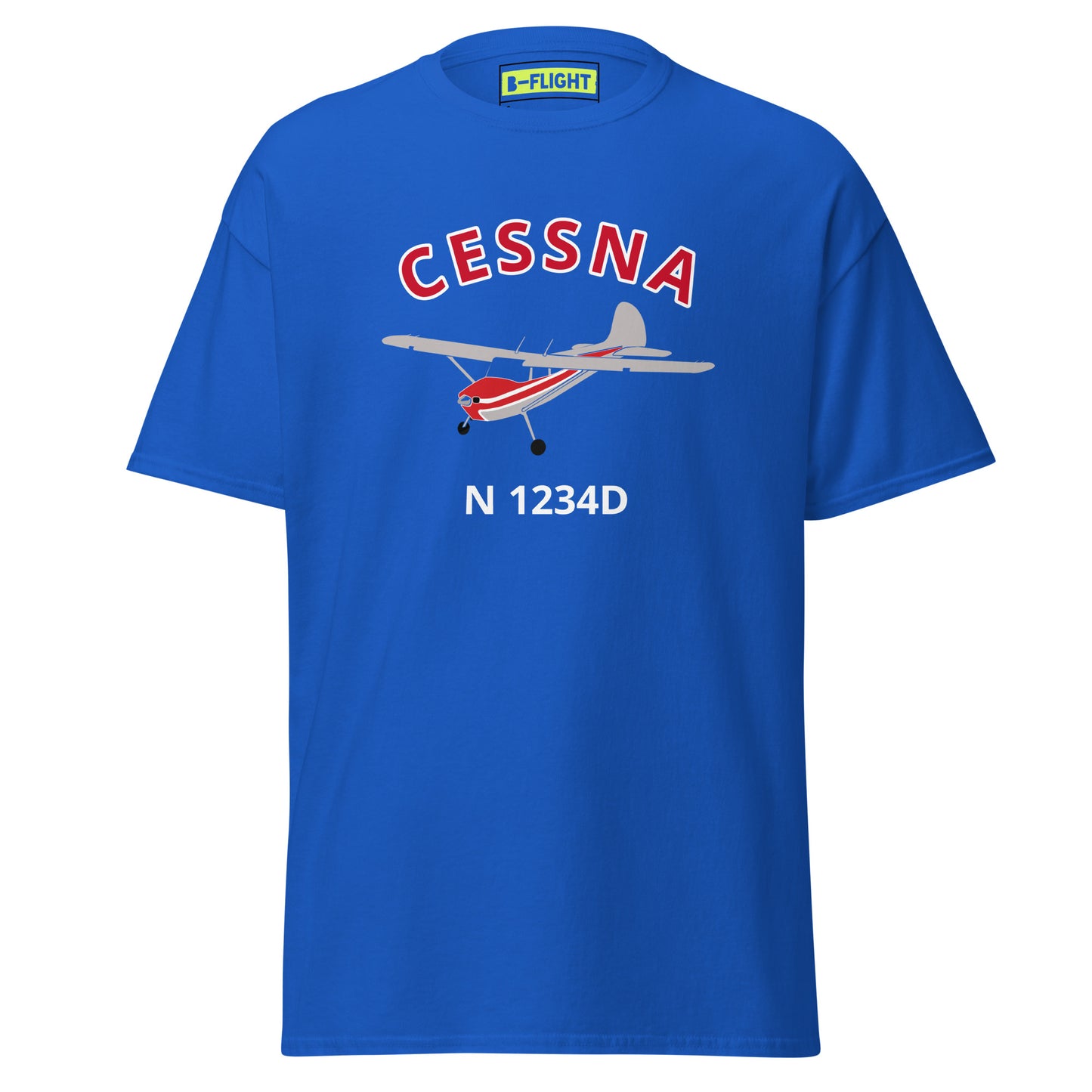 CESSNA 170 Polished with Red Trim CUSTOM N Number Classic Fit Cotton aviation tee