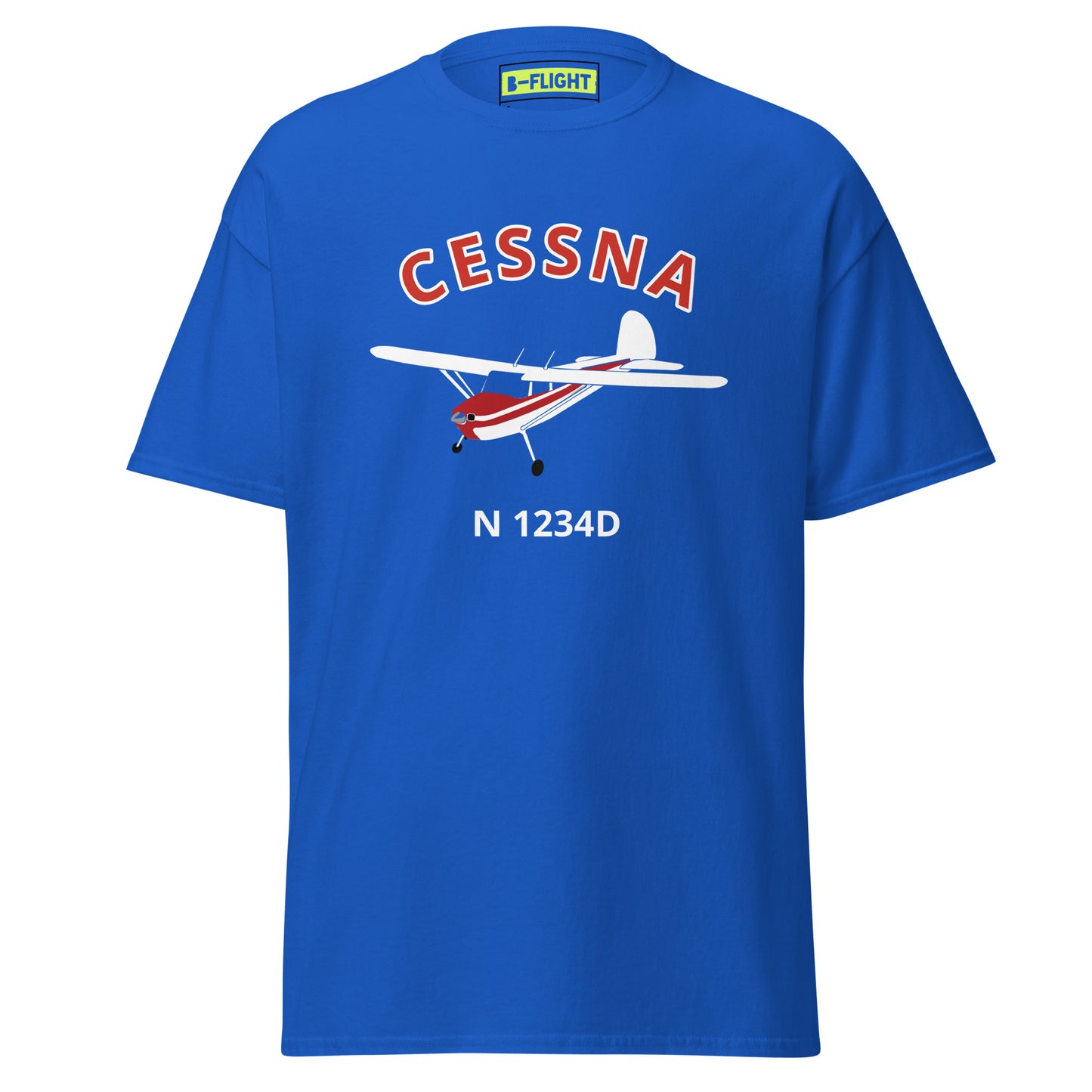 CESSNA 140 white red aircraft CUSTOM N Number Classic fit Men's aviation tee