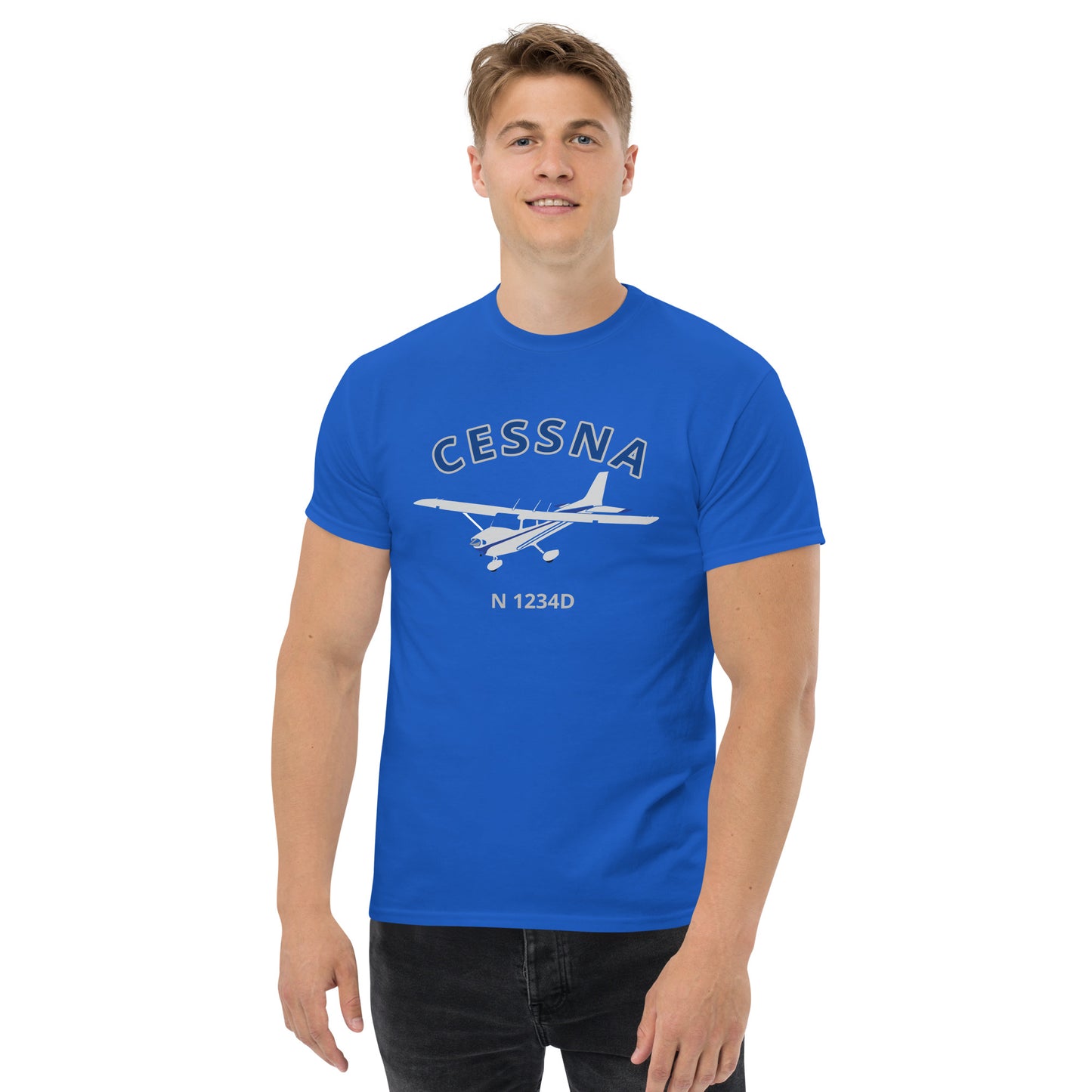 CESSNA 172 Skyhawk Polished grey- blue CUSTOM N Number Men's classic fit aviation tee