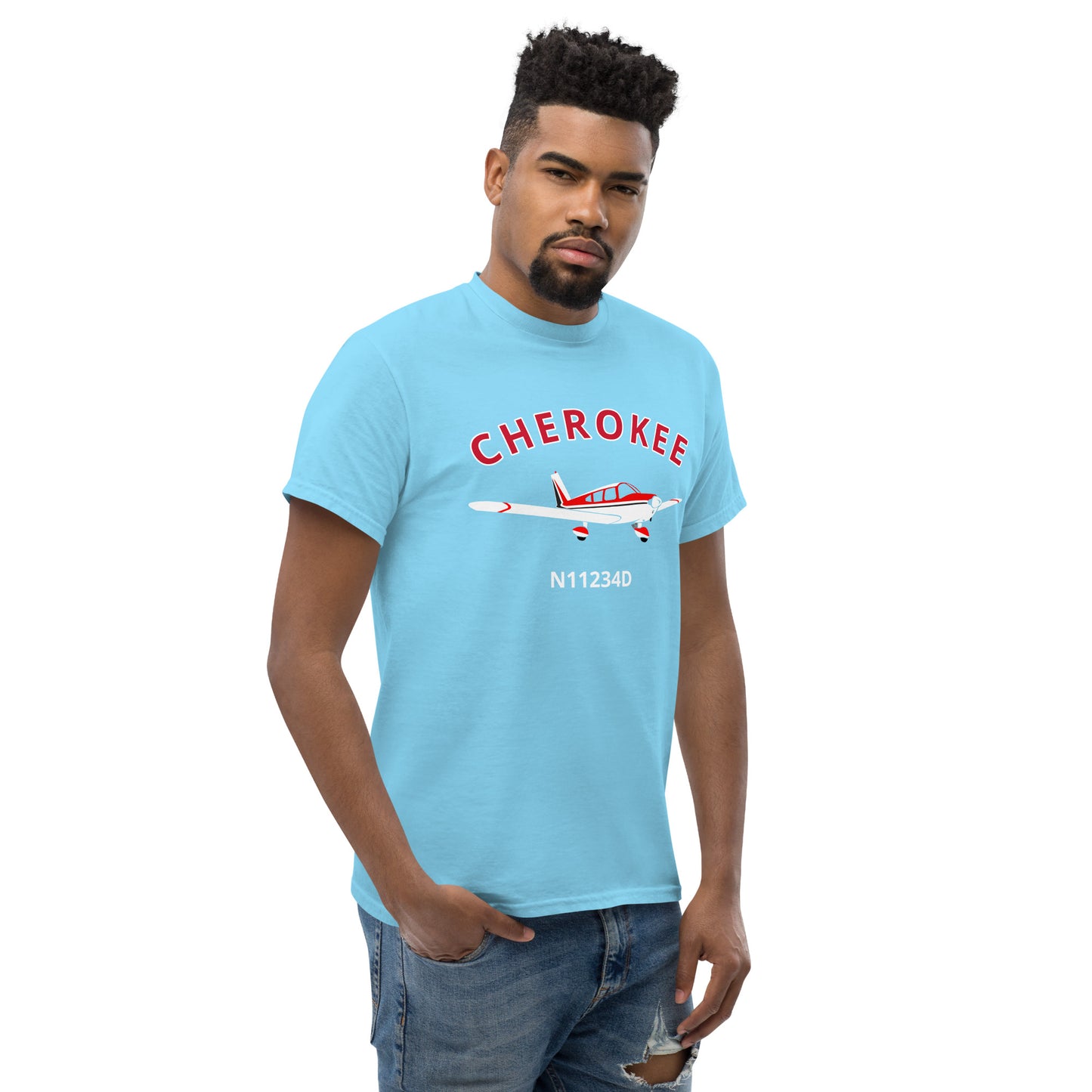 CHEROKEE CUSTOM N NUMBER printed Short-Sleeve classic fit aviation T-Shirt