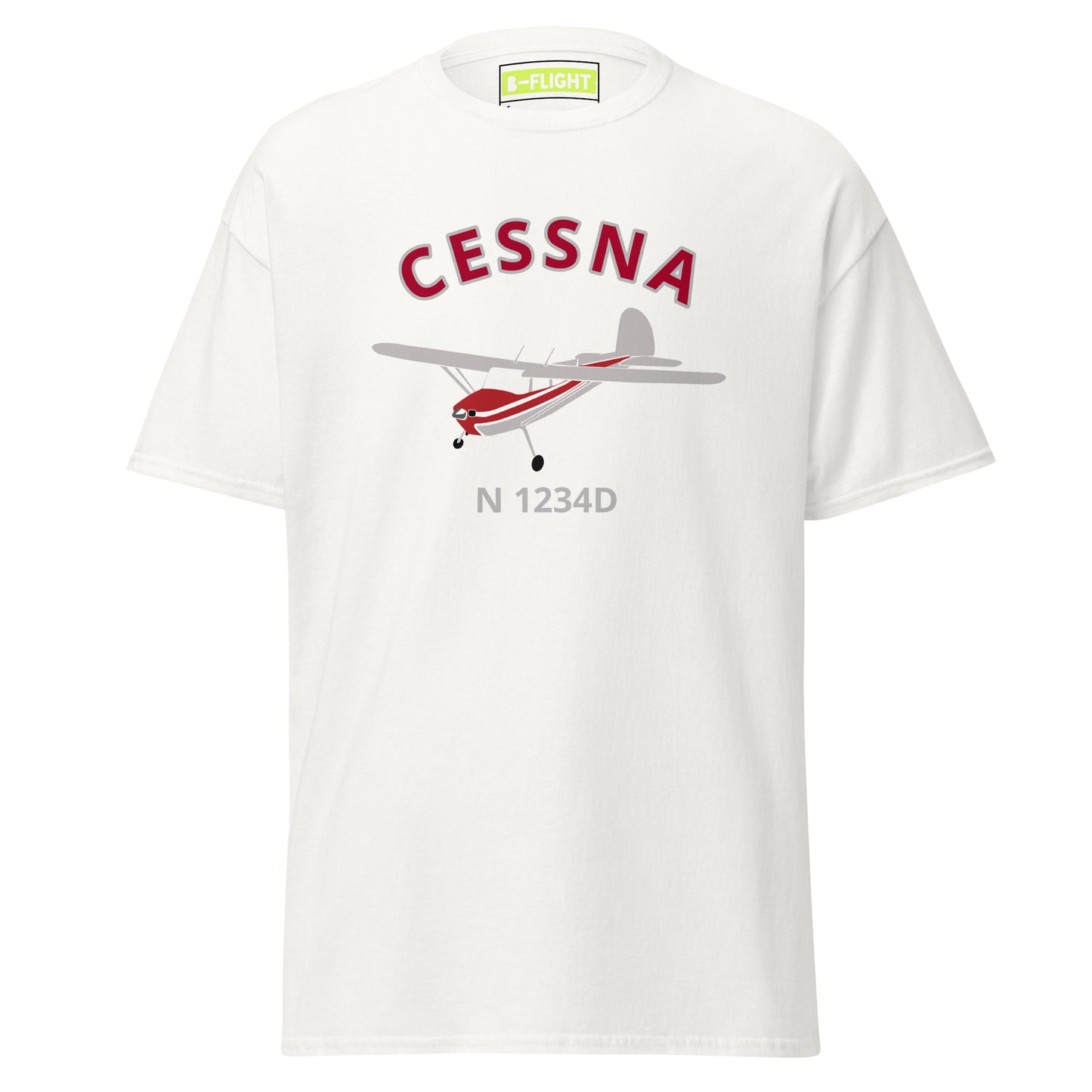 Cessna 140 CUSTOM N Number Polished with  Red Fuselage Men's classic Tee