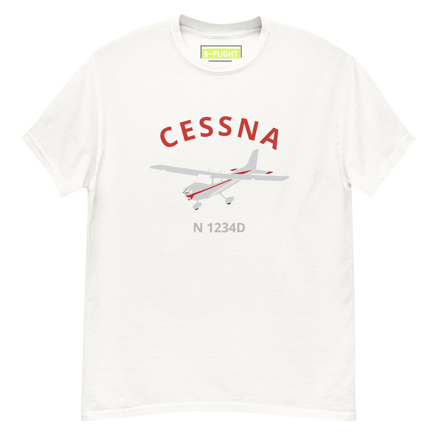 CESSNA 172 Skyhawk Polished grey- red CUSTOM N Number Men's classic fit aviation tee