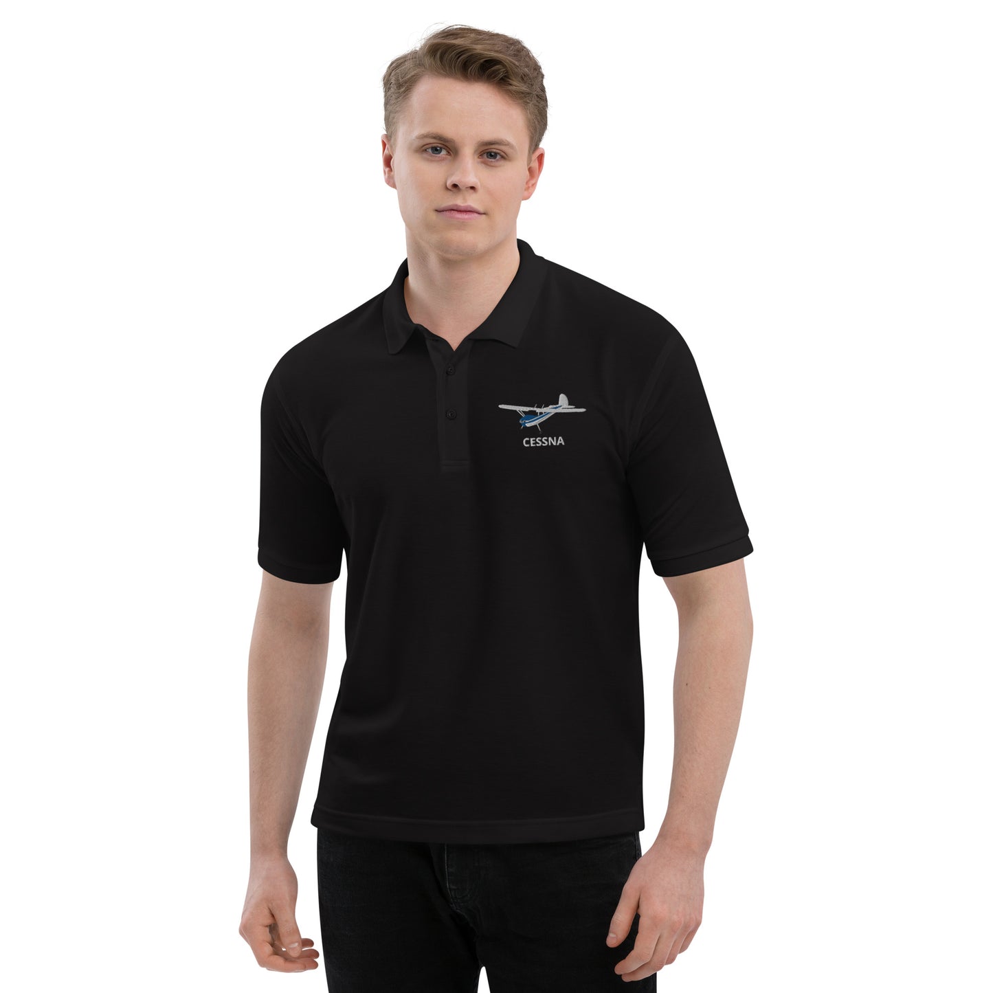 CESSNA 140 White-blue Men's Premium Polo