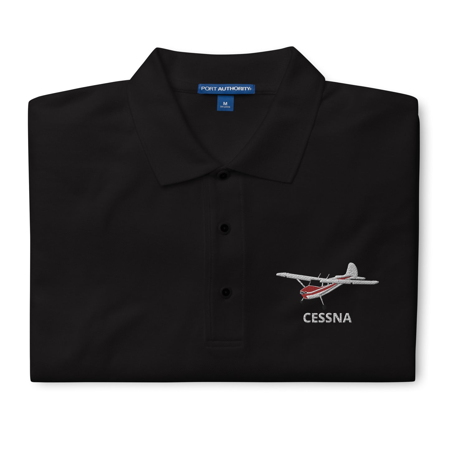 CESSNA 170 White - Red embroidered Men's Premium Aviation Polo