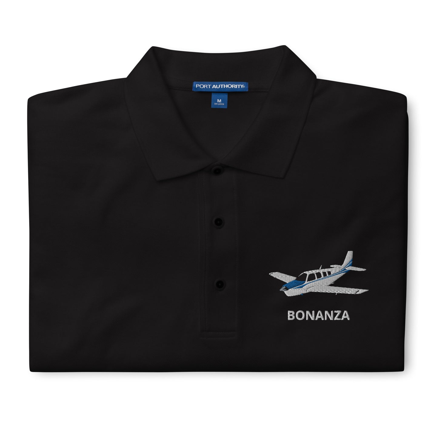 BONANZA A36  Blue Embroidered Classic Mens Aviation Polo