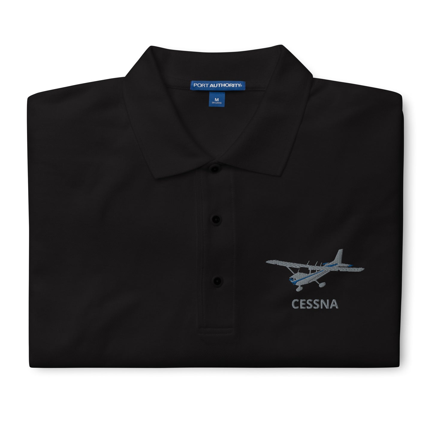 CESSNA 172 Polished grey - blue Embroidered Premium Men's Aviation Polo