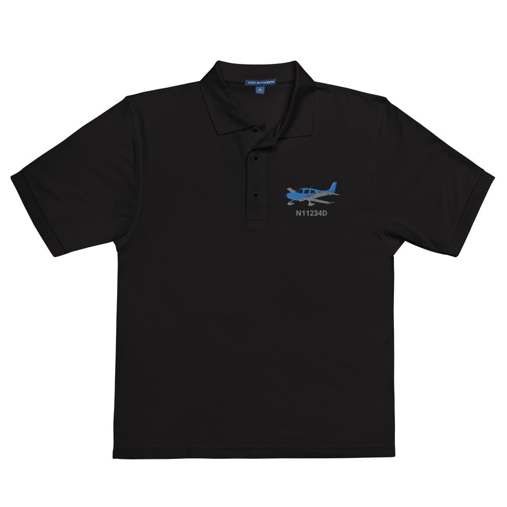 CIRRUS Blue-Carbon CUSTOM N Number Embroidered Men's Premium Aviation Polo