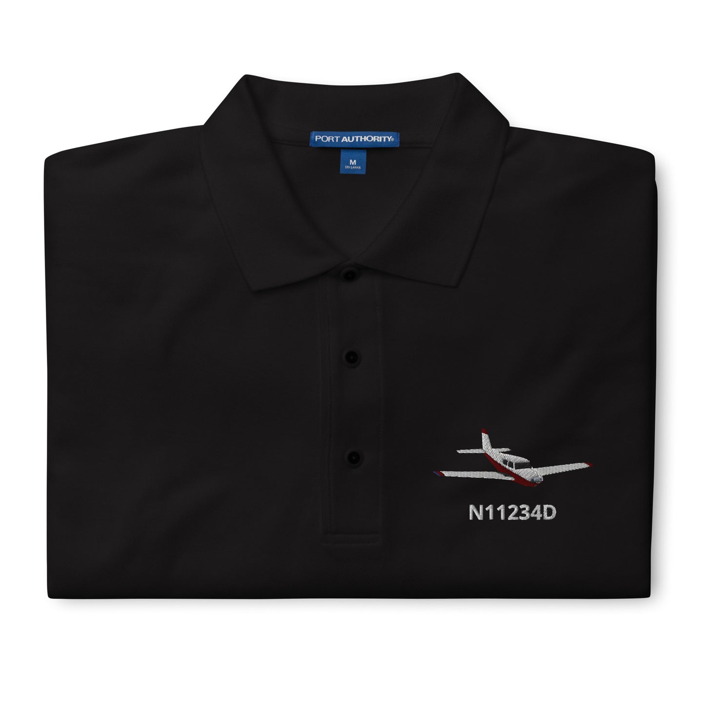 PIPER COMANCHE - CUSTOM N Number Embroidered Men's Premium Aviation Polo