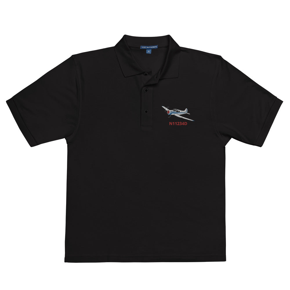 YAK 18T - CUSTOM N Number Embroidered Men's Premium Aviation Polo