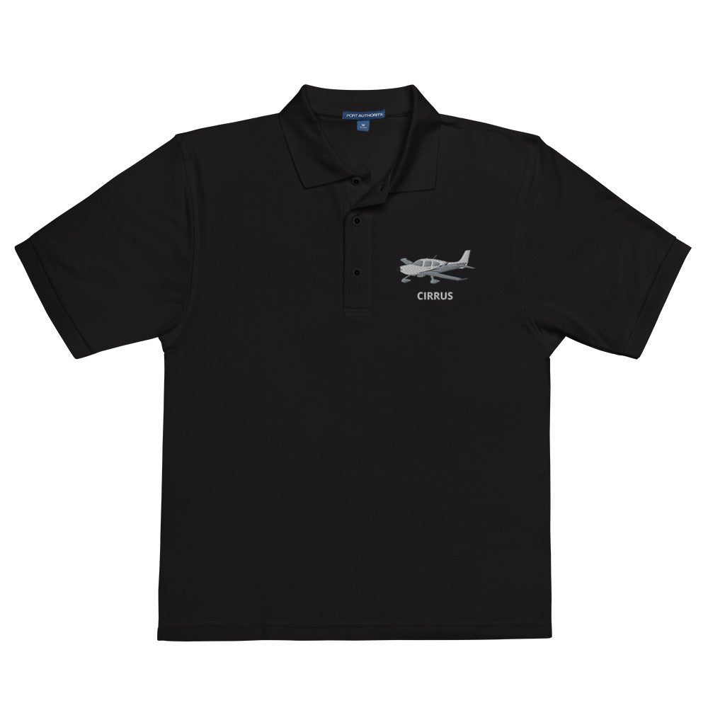 CIRRUS White - Carbon grey Embroidered Men's Premium Aviation Polo