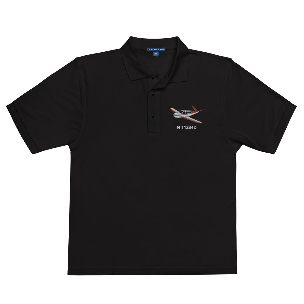 Vintage V-Tail BONANZA Tri color 2 stripe CUSTOM N Number Embroidered Men's Classic aviation Polo