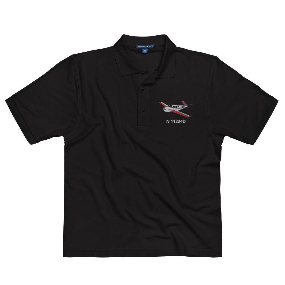 Vintage V-Tail BONANZA Tri color 2 stripe CUSTOM N Number Embroidered Men's Classic aviation Polo