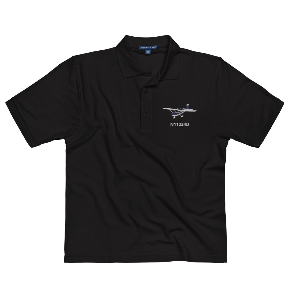 CESSNA 182 Straight Tail Custom N Number Embroidered Men's classic aviation Polo - Minimum order 3