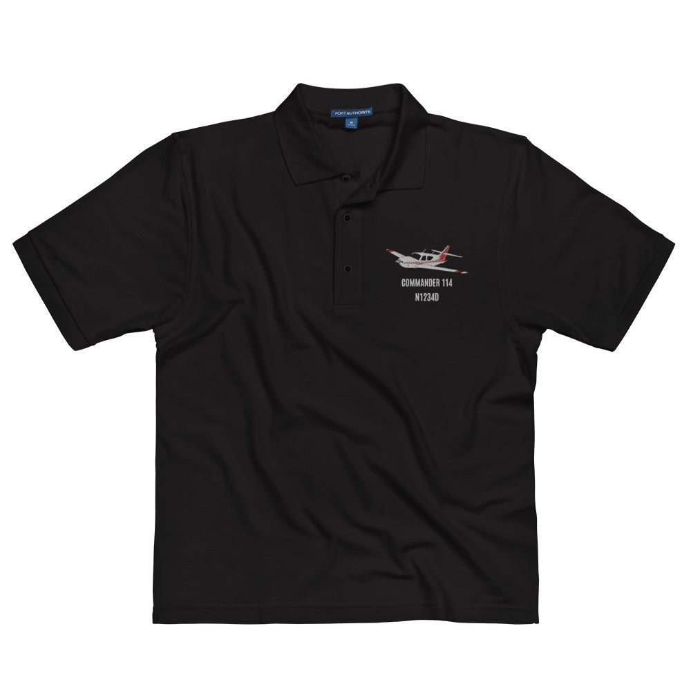 Rockwell Commander 114 Custom N Number Embroidered Men's Premium Aviation Polo