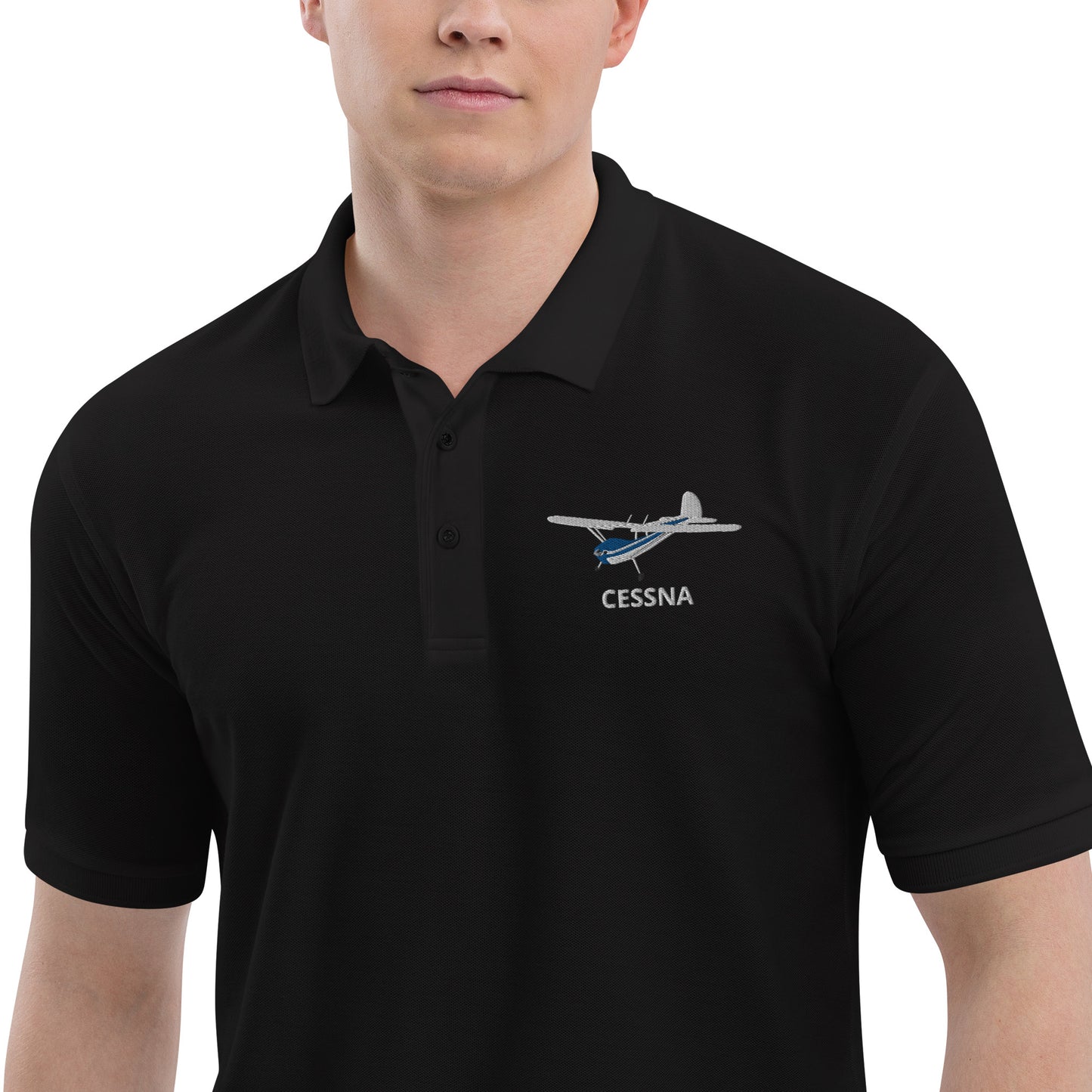 CESSNA 140 White-blue Men's Premium Polo