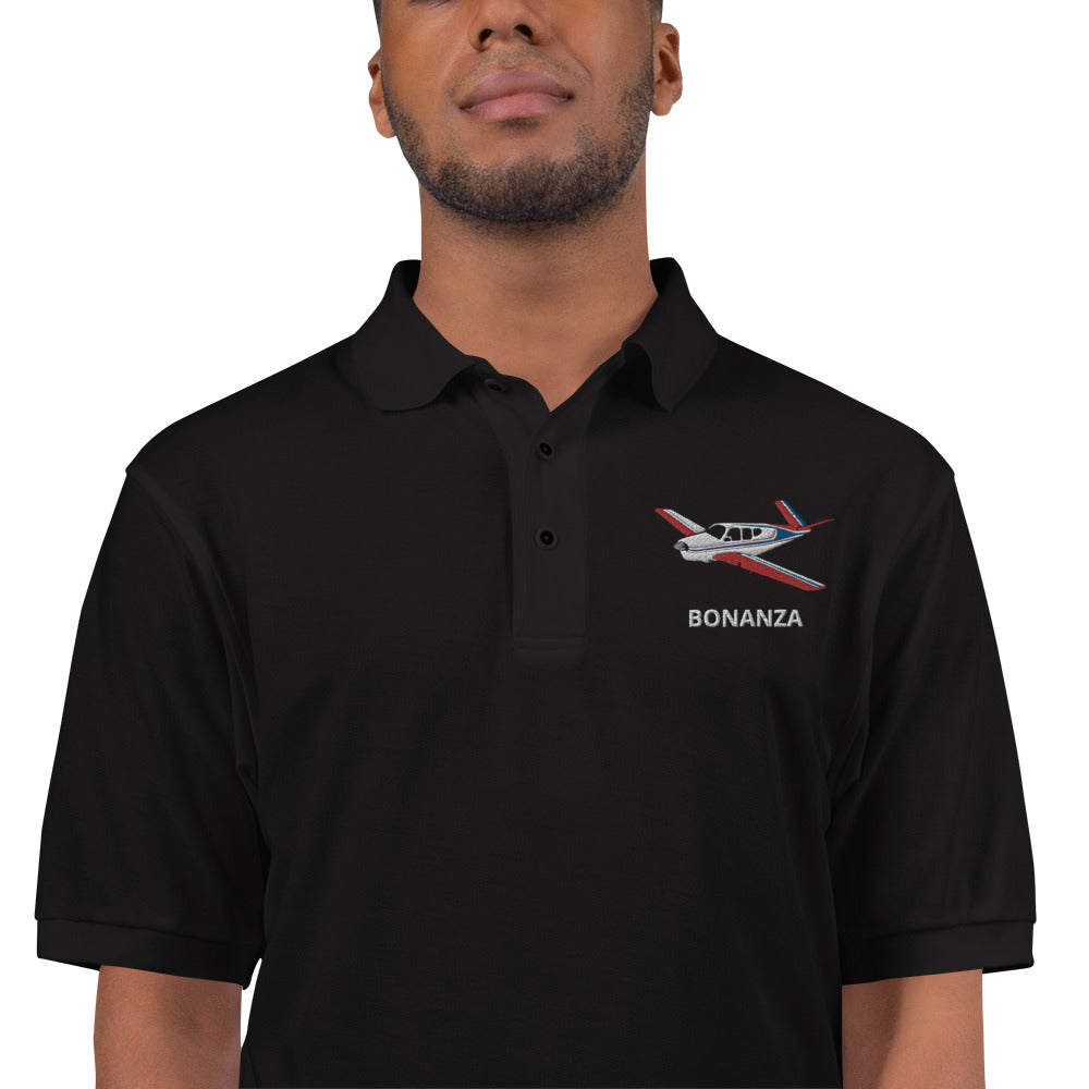 VTAIL BONANZA Tri color 2 stripe Embroidered Men's Premium Aviation Polo