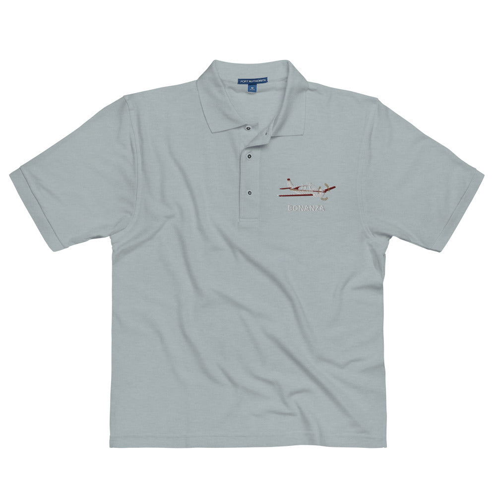 BONANZA F33  Embroidered Men's Aviation Premium Pilot Polo