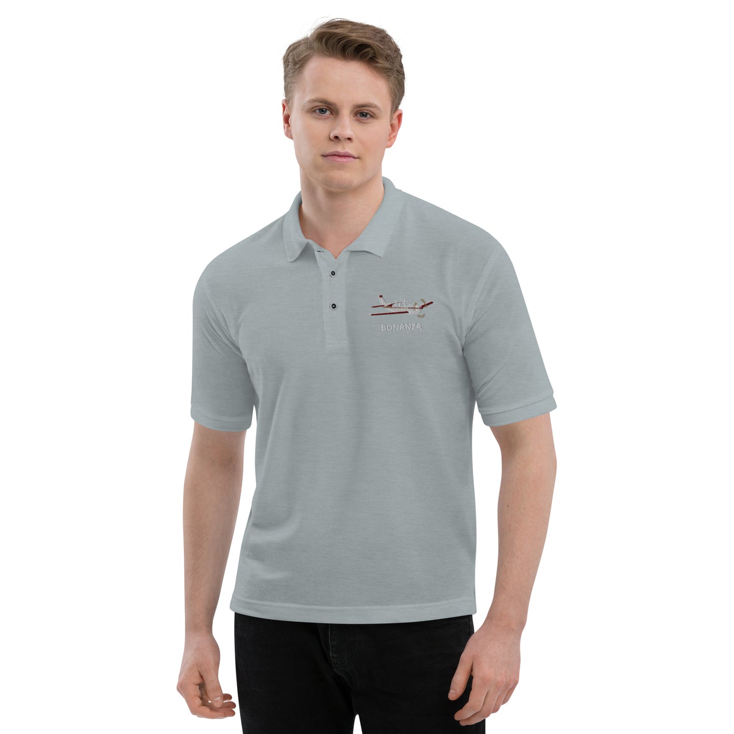 BONANZA F33  Embroidered Men's Aviation Premium Pilot Polo